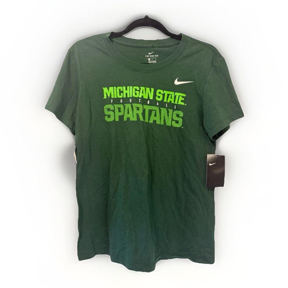 NCAA NWT Michigan State Spartans Go Green Go White Tshirt Tee Mens Crew‎ Neck